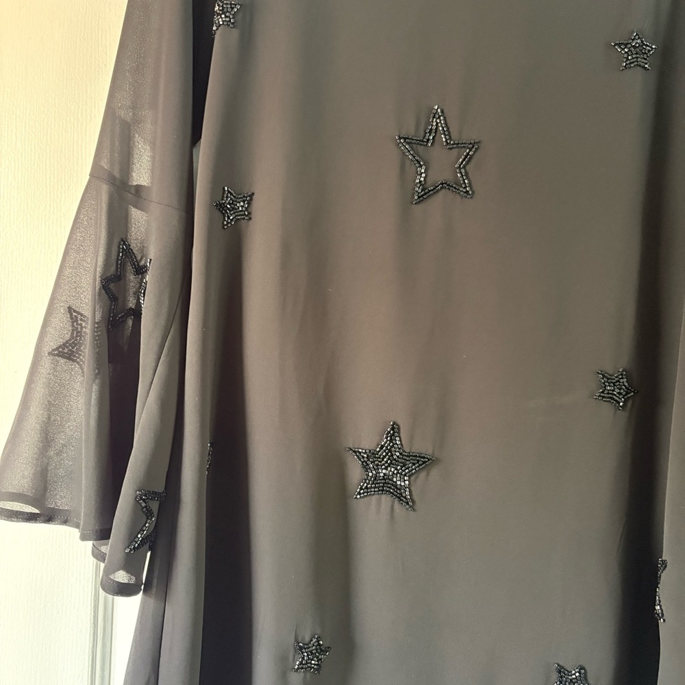 Chaser black beaded stars long sleeved dress back tie size medium - Picture 4 of 7